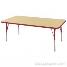 30in x 60in Rectangle Everyday T-Mold Adjustable Activity Table Maple/Maple/Red - Chunky Leg